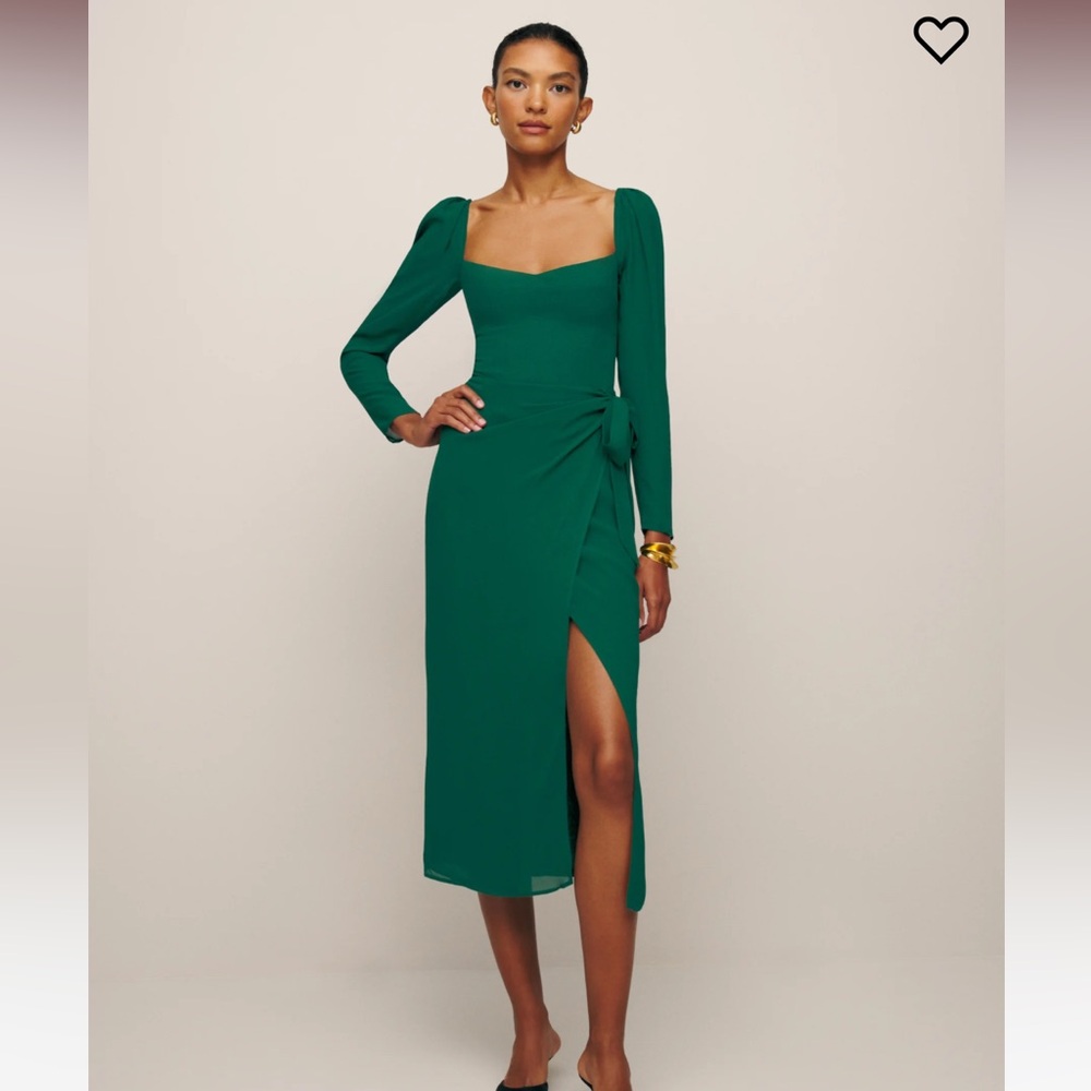 Reformation Theo Dress in Emerald